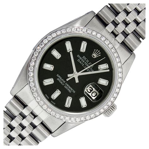 Rolex Datejust 36 36mm Black Baguette Diamond Dial 1995